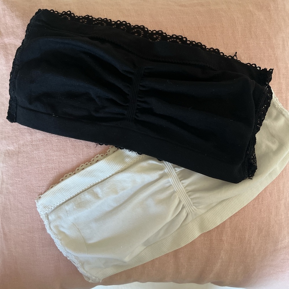 2 FOR 1❌1-Black1-White Lace back bandeau tops